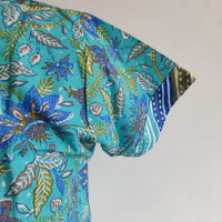Garage Sale - Blue Printed Round Neck Cotton Loungewear Pyjama Set Free Size Short Sleeve (Suits for bra size 34″- 40″)