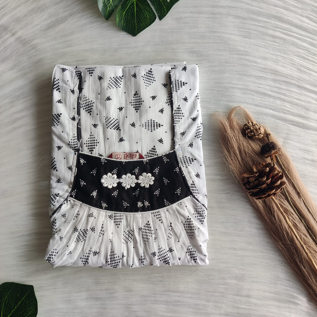 White Printed Premium Cotton Three Flower Nighty |Free Size | Chest Width 44"| Length 54"-55"