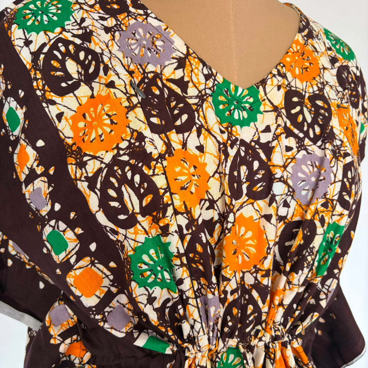 Coffee Brown Ajrakh Printed Premium Cotton Feeding Kaftan | Free Size | Chest Width 44″| Length 56″