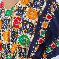 Navy-Blue Ajrakh Printed Premium Cotton Feeding Kaftan | Free Size | Chest Width 44″| Length 56″