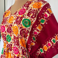 Maroon Ajrakh Printed Premium Cotton Feeding Kaftan | Free Size | Chest Width 44″| Length 56″
