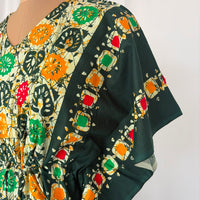 Green Ajrakh Printed Premium Cotton Feeding Kaftan | Free Size | Chest Width 44″| Length 56″