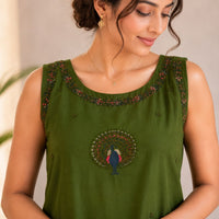 Green Embroidered Cotton Co-ord Set