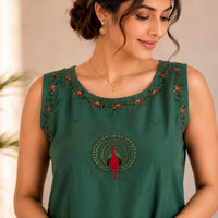 Pastel Green Embroidered Cotton Co-ord Set