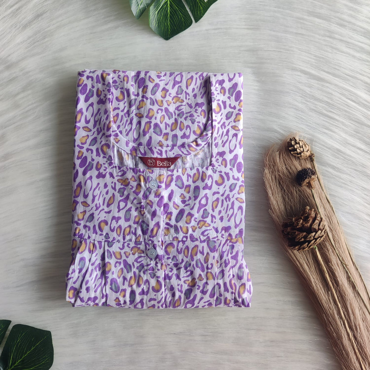 Purple Printed  Premium Cotton Full Open Labour Room Nighty | Free Size | Chest Width 44"| Length 54"-56"