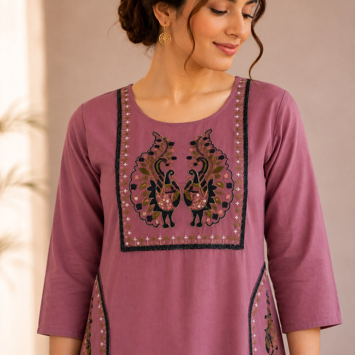 Lavender Embroidered Cotton Co-ord Set