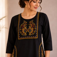 Black Embroidered Cotton Co-ord Set