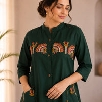 Green Embroidered Cotton Co-ord Set