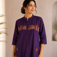 Violet Embroidered Cotton Co-ord Set