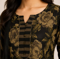 Black Floral Jaipur Cotton 3 Piece Set