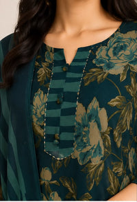 Green Floral Jaipur Cotton 3 Piece Set