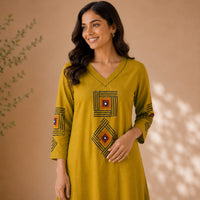 Mustard Yellow Printed Cotton Co-ord Set