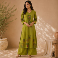 Olive Green Printed Cotton Co-ord Set