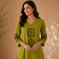 Olive Green Printed Cotton Co-ord Set