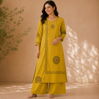 Mustard Yellow Printed Cotton Co-ord Set