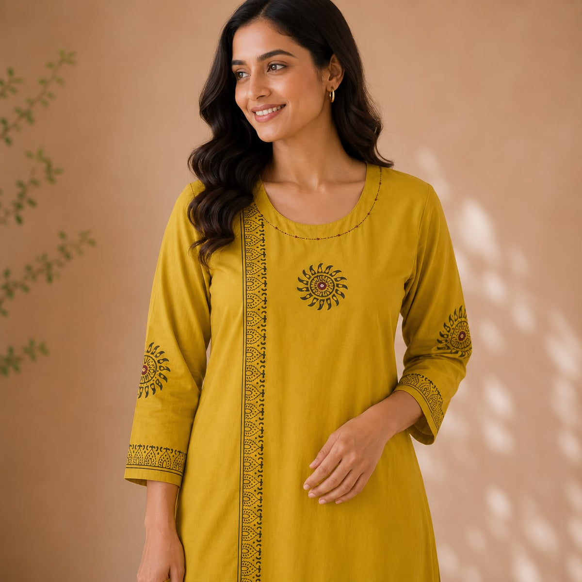 Mustard Yellow Printed Cotton Co-ord Set