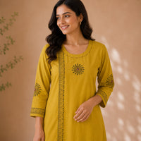 Mustard Yellow Printed Cotton Co-ord Set