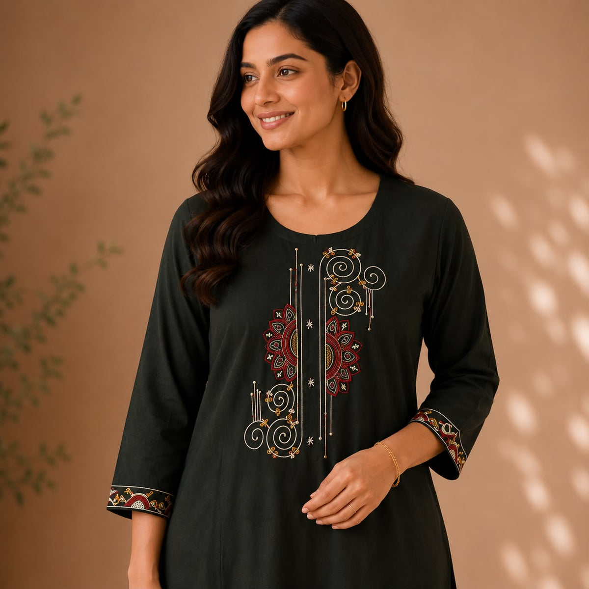 Green Embroidered Cotton Co-ord Set
