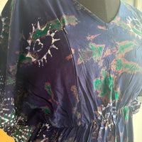 Navy-blue Batik Printed Rayon Feeding Kaftan | Free Size | Chest Width 44″| Length 56″