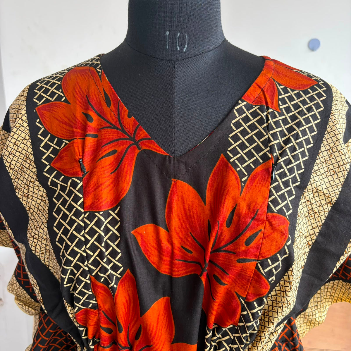 Rust Orange Floral Printed Premium Cotton Feeding Kaftan | Free Size | Chest Width 44″| Length 56″