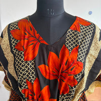 Rust Orange Floral Printed Premium Cotton Feeding Kaftan | Free Size | Chest Width 44″| Length 56″