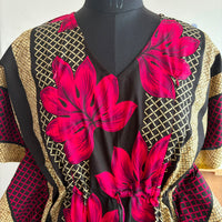 Pink Floral Printed Premium Cotton Feeding Kaftan | Free Size | Chest Width 44″| Length 56″