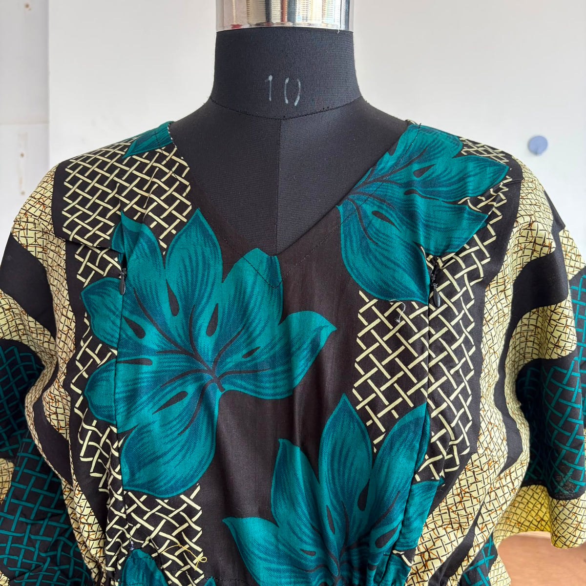 Teal Green Floral Printed Premium Cotton Feeding Kaftan | Free Size | Chest Width 44″| Length 56″