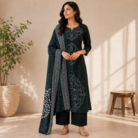 Green Bandhani Printed Cotton 3 Piece Set