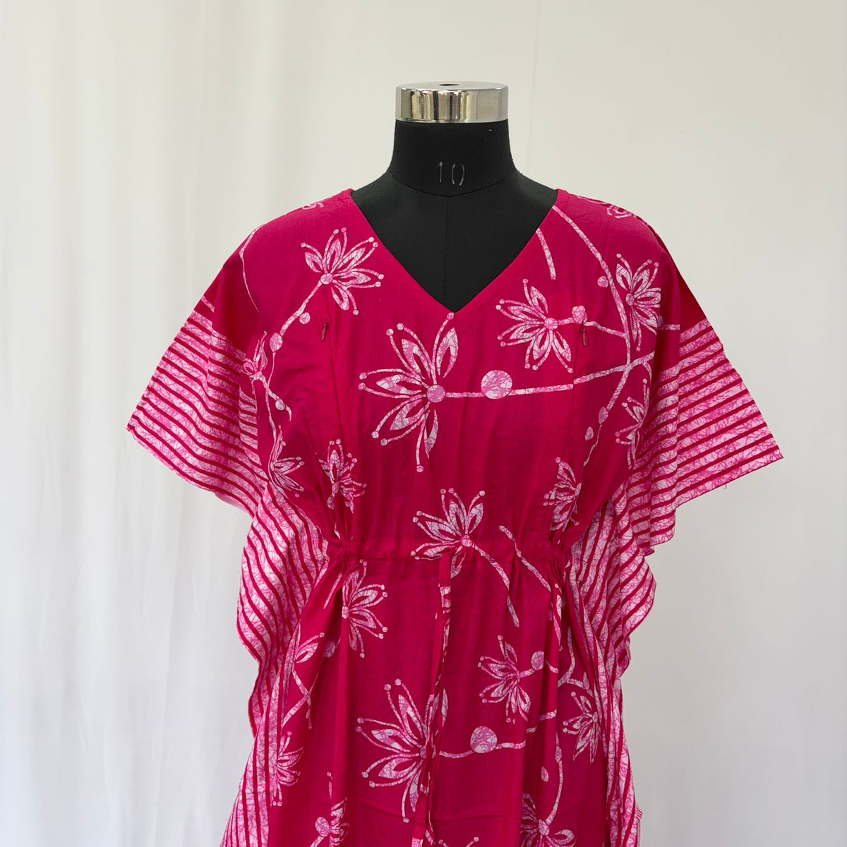 Pink Floral Printed Premium Cotton Feeding Kaftan | Free Size | Chest Width 44″| Length 56″