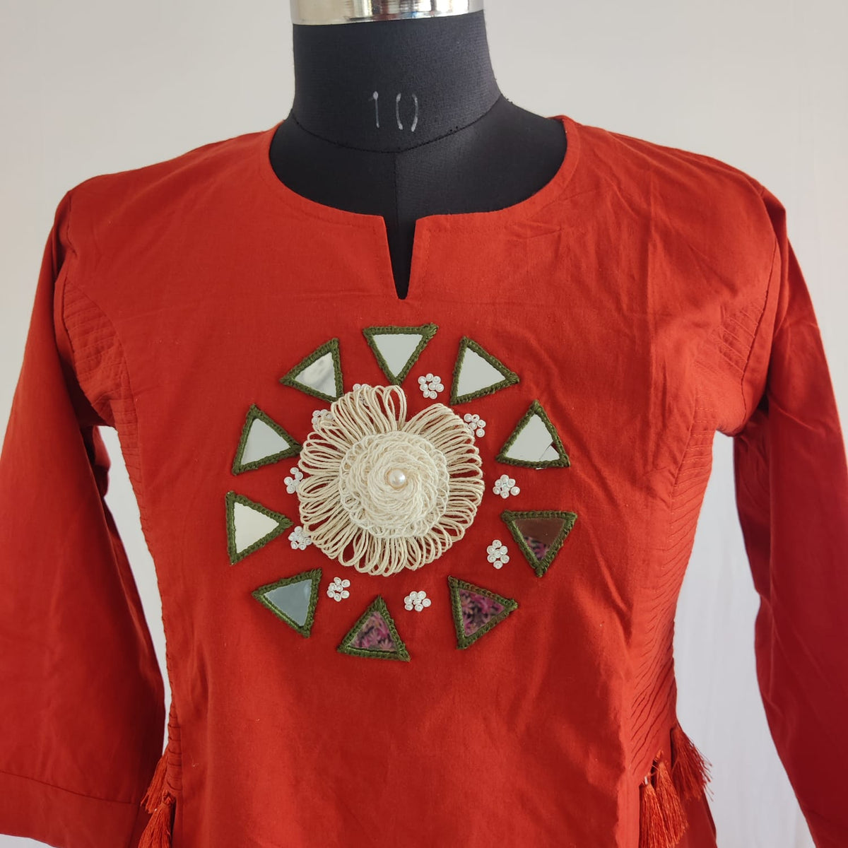 Burned Orange Embroidered Cotton Co-Ord Set