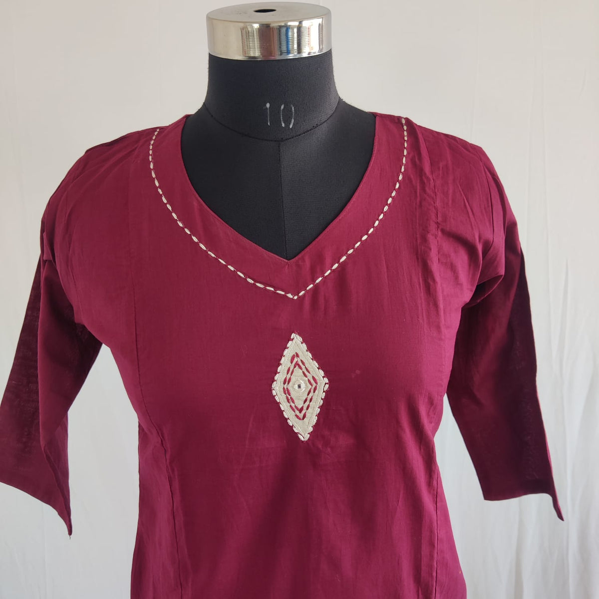 Beetroot Wine Embroidered Cotton Co-Ord Set