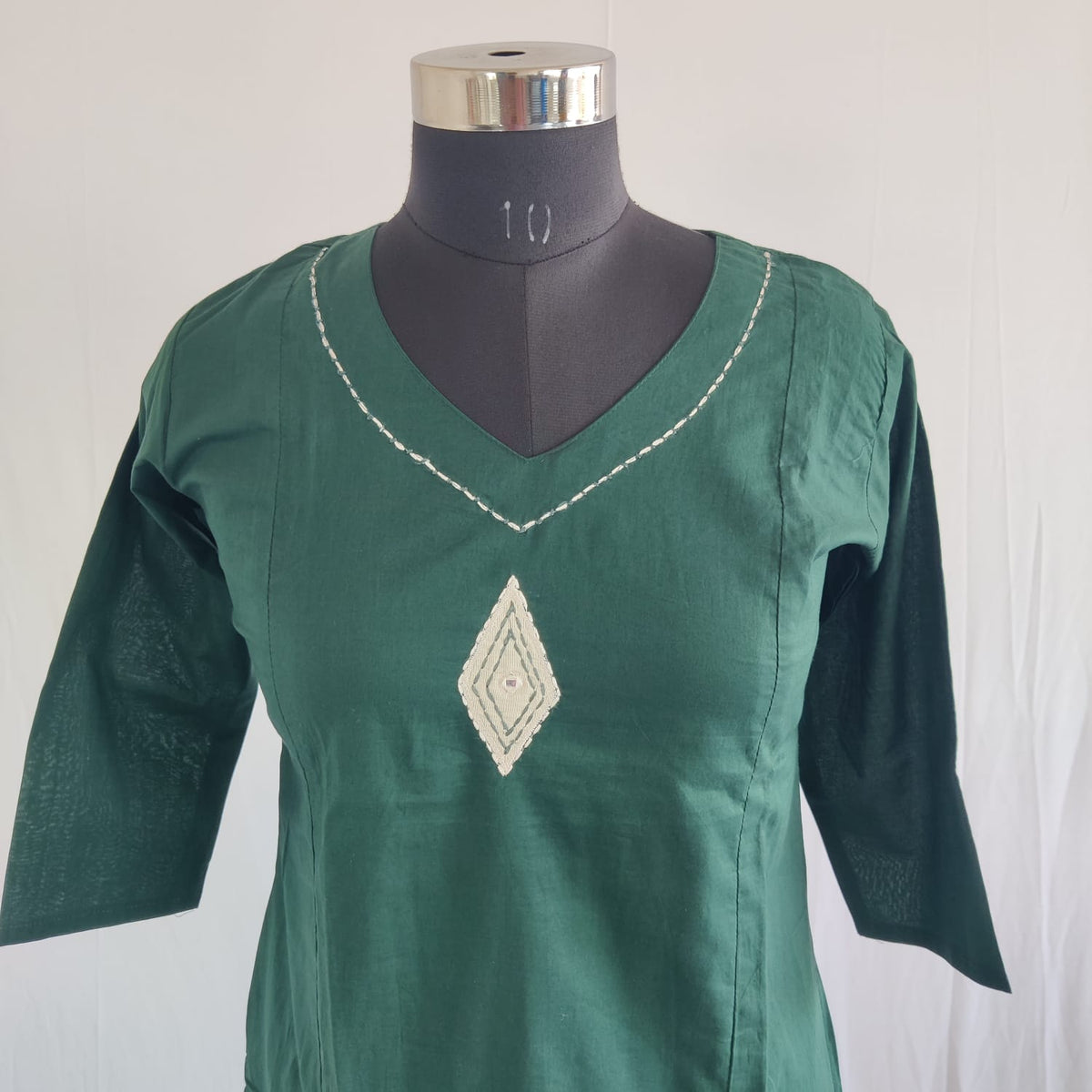 Green Embroidered Cotton Co-Ord Set