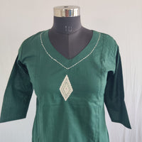 Green Embroidered Cotton Co-Ord Set