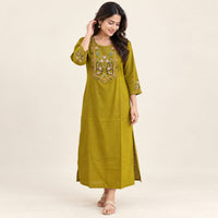 Green Butterfly Embroidered Cotton Co-Ord Set
