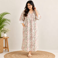 Peach Ikat Khadi Cotton Kurti