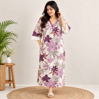 Wine Floral Khadi Cotton Kurti