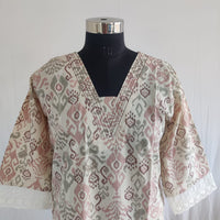 Peach Ikat Khadi Cotton Kurti