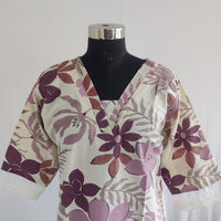 Wine Floral Khadi Cotton Kurti