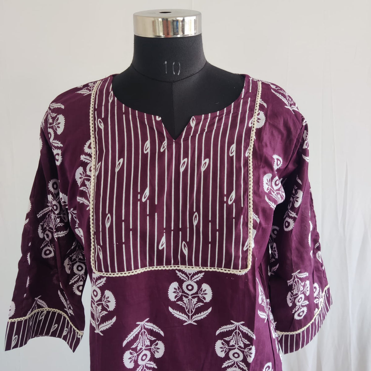 Wine Printed Cotton Co-Ord Set