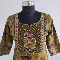 Olive Green Printed Cotton Co-Ord Set