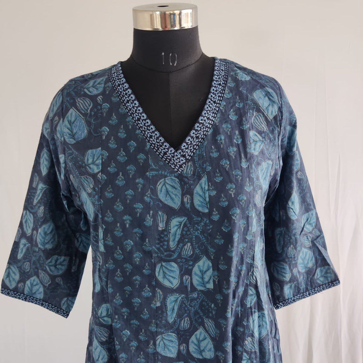 Navy Blue Printed Cotton 3 Piece Set