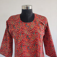 Green Printed Maroon Cotton Co-Ord Set