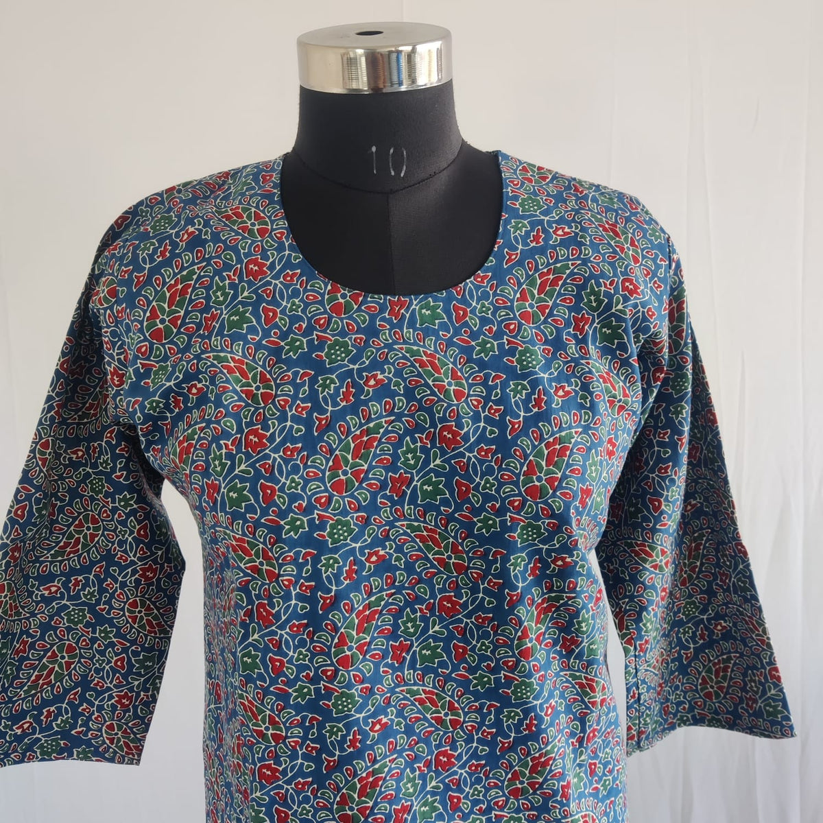 Maroon Printed Blue Cotton Co-Ord Set