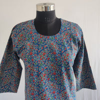 Maroon Printed Blue Cotton Co-Ord Set