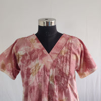 Onion Pink Printed V-Neck Alfine Churidar Cut Nighty | Free Size | Chest Width 44″| Length 56″