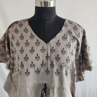 Grey Floral Printed Premium Cotton Non Feeding Kaftan | Free Size | Chest Width 44″| Length 56″