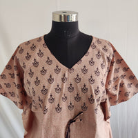 Peach Printed Premium Cotton Non Feeding Kaftan | Free Size | Chest Width 44″| Length 56″