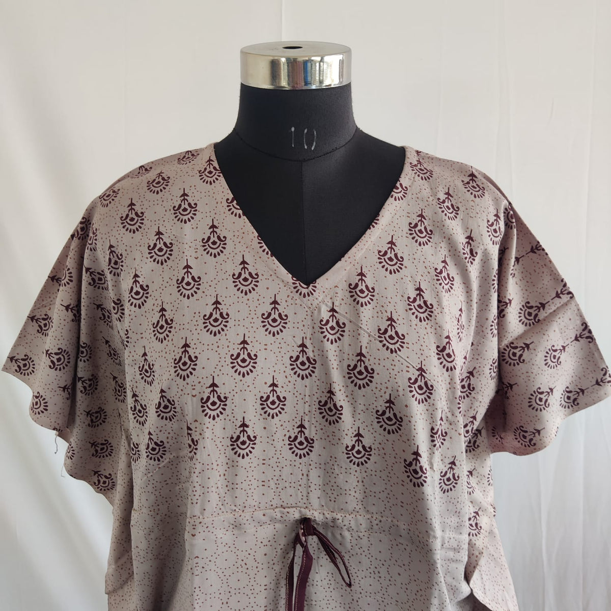 Brown Printed Premium Cotton Non Feeding Kaftan | Free Size | Chest Width 44″| Length 56″