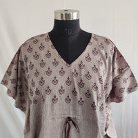 Brown Printed Premium Cotton Non Feeding Kaftan | Free Size | Chest Width 44″| Length 56″