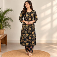 Black Printed Cotton Co-Ord Set